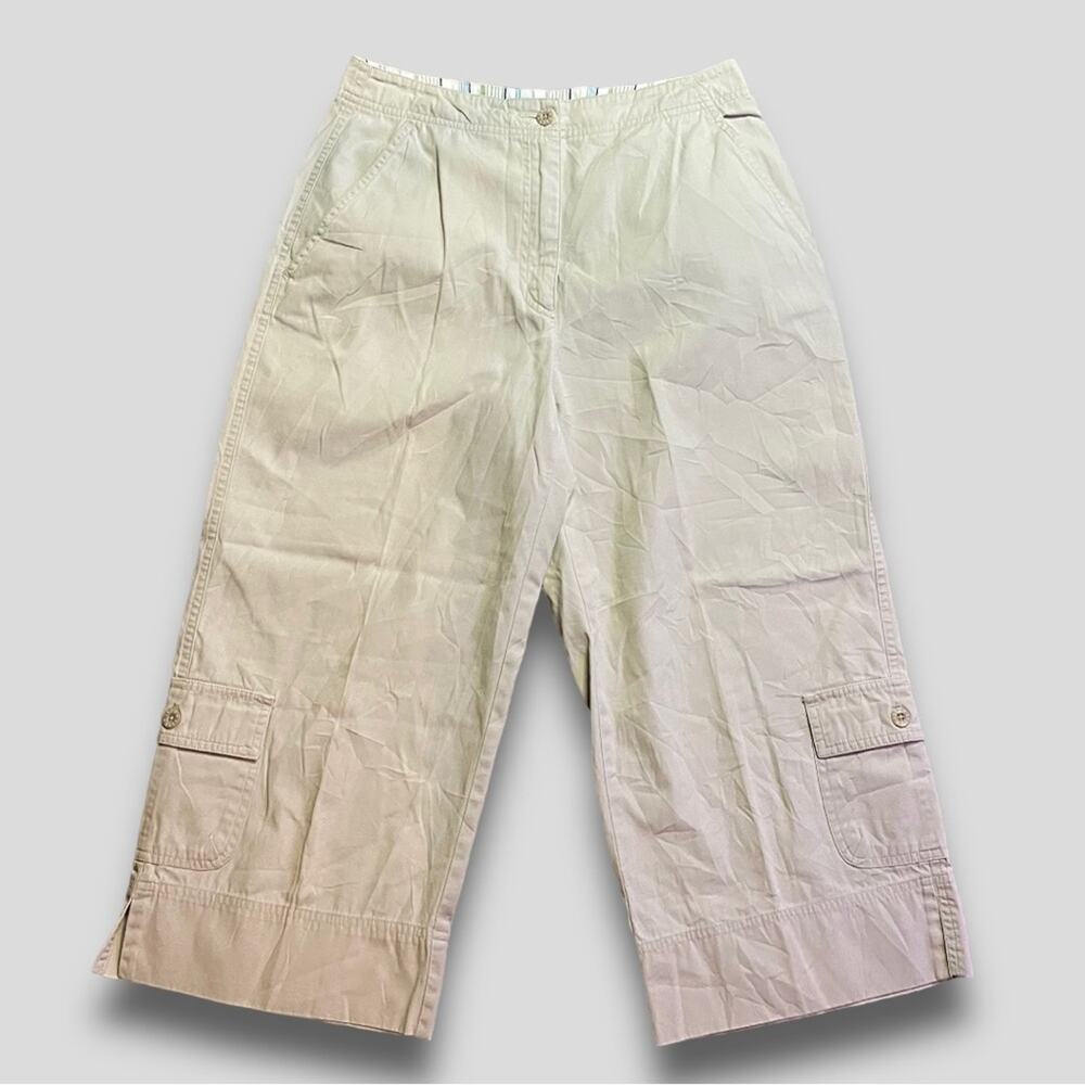 IZOD Y2K GORPCORE CARGO COTTON PANTS STRAIGHT UTILITY POCKET SMALL CREAM 4